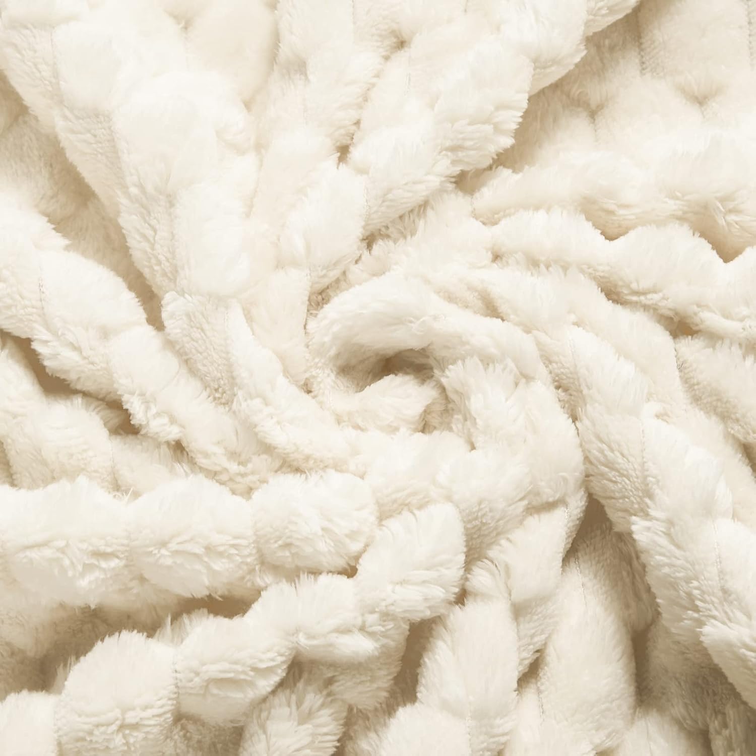 Vessia Flannel Fleece Throw Blanket(50x70 inch), 3D Jacquard Cream Fuzzy and Warm Blanket for Couch,Sofa,Bed,Chair, 300GSM Super Soft Touch Cozy Lightweight Throw for All-Season Home Decor - Image 6