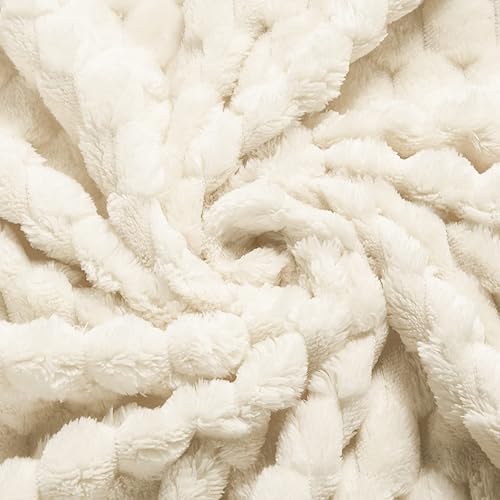 Miniatura 6 de Vessia Manta de franela de forro polar de tamaño individual (60 x 80 pulgadas), jacquard 3D, manta mullida y cálida para sofá, silla, 10.56 ozm
