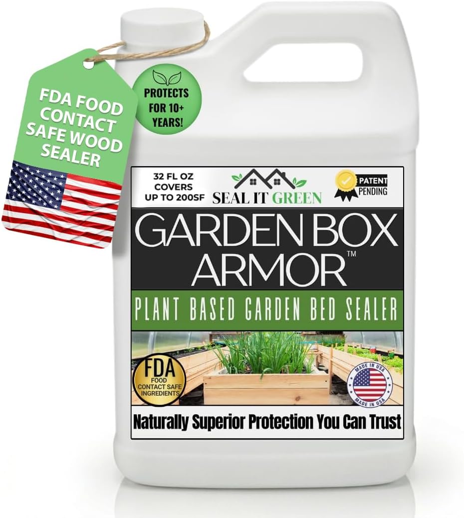 - Garden Box Sealer | FDA Food Contact Safe Plant-Based Wood Sealant for Raised Bed, Planter & Pet House. Protects All Wood Types from Water & Weather Damage |