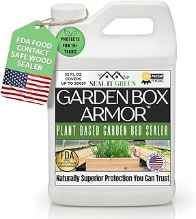 Garden Box Sealer | FDA Food Contact Safe Plant-Based Wood Sealant for Raised Bed, Planter & Pet House. Protects All Wood Types from Water & Weather Damage |