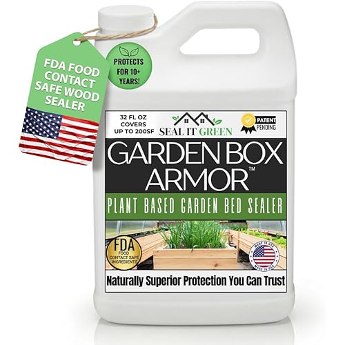 Garden Box Sealer | FDA Food Contact Safe Plant-Based Wood Sealant for Raised Bed, Planter & Pet House. Protects All Wood Types from Water & Weather Damage |
