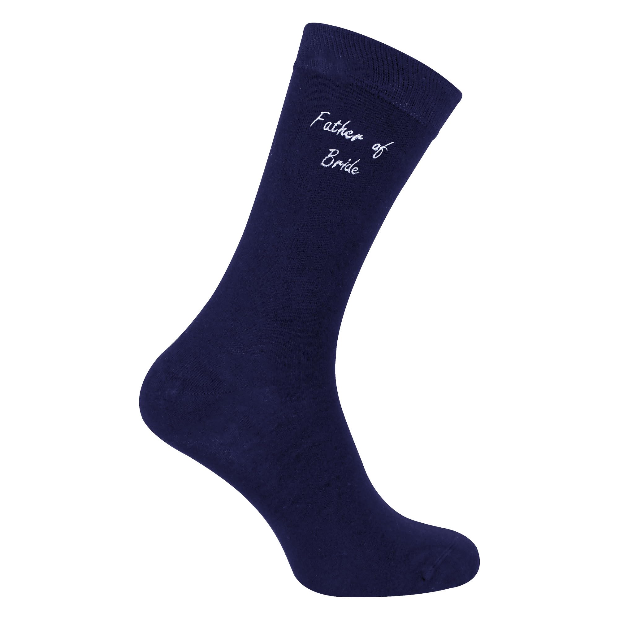 Sock Snob Men's Father Of The Bride (Navy) - Wedding Socks For Groom Groomsman Best Man Father Of The Groom And Bride (6-11, )