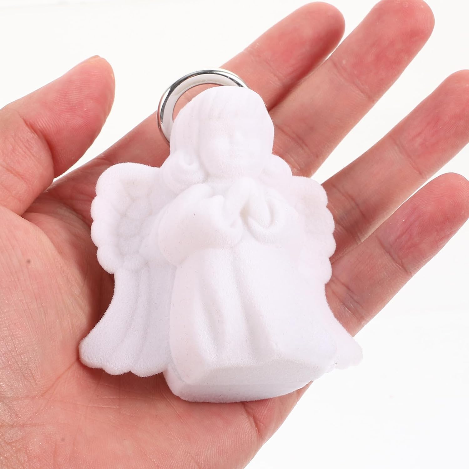 KICHOUSE Angel Shape Portable Ring Case Flocking Jewelry Display Box Xmas image 4