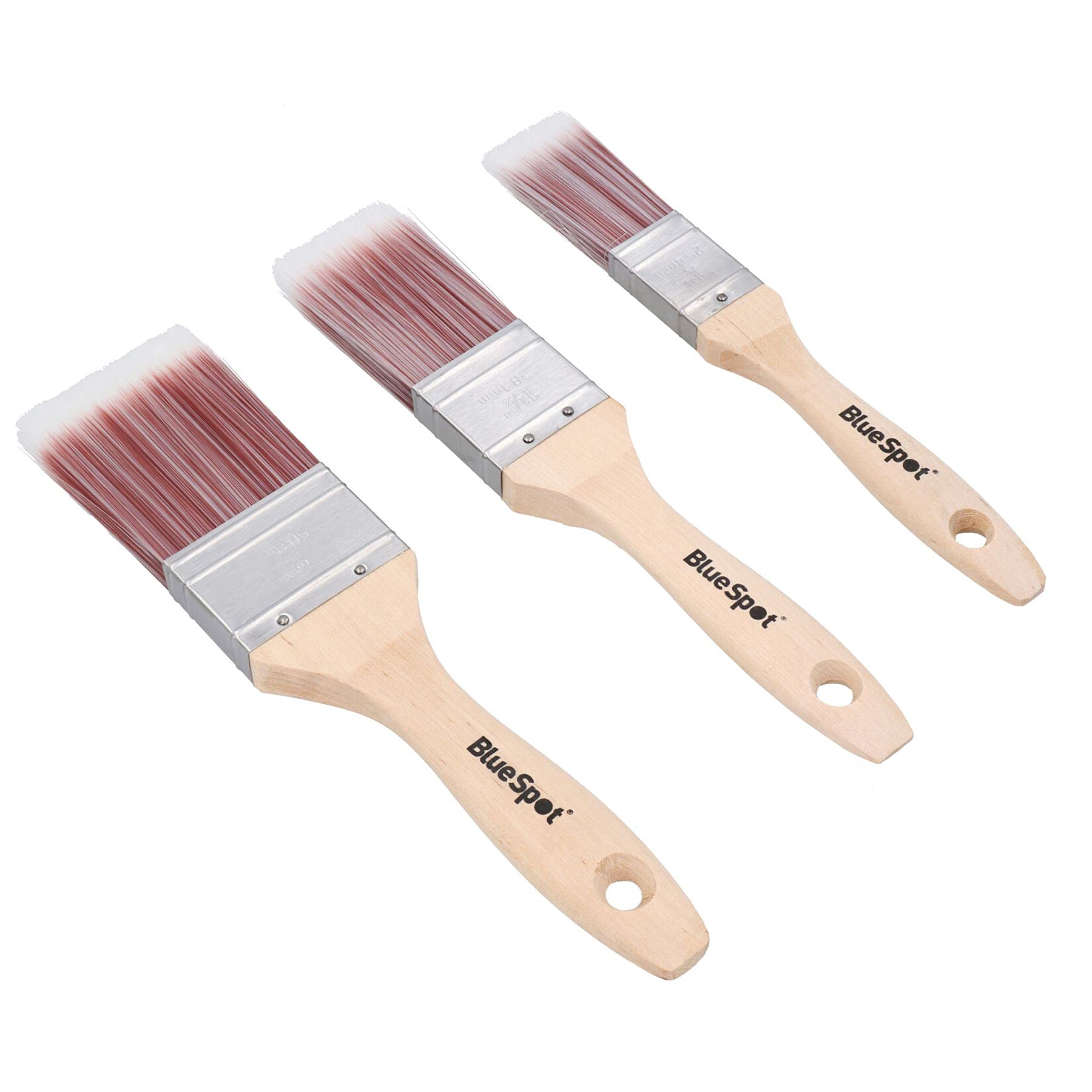 Lot de 9 pinceaux synthétiques pour peinture + décoration - Manche en bois - 2,5 cm - 5,1 cm