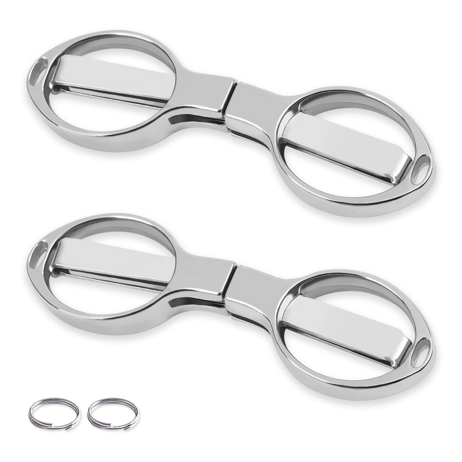 2PCS Folding Scissors, Portable Travel Scissor, Gift for Men Glasses Shaped Mini Shear Telescopic Cutter, Anti Rust Stainless Steel Scissors for