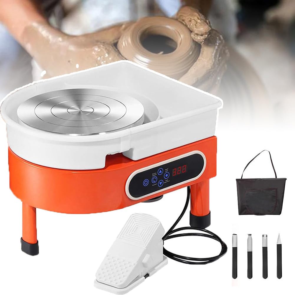 Electric Pottery Wheel,Ceramic Forming Machine,Detachable Basin,LCD Touch Screen,Forward Reverse Rotation,for Beginners
