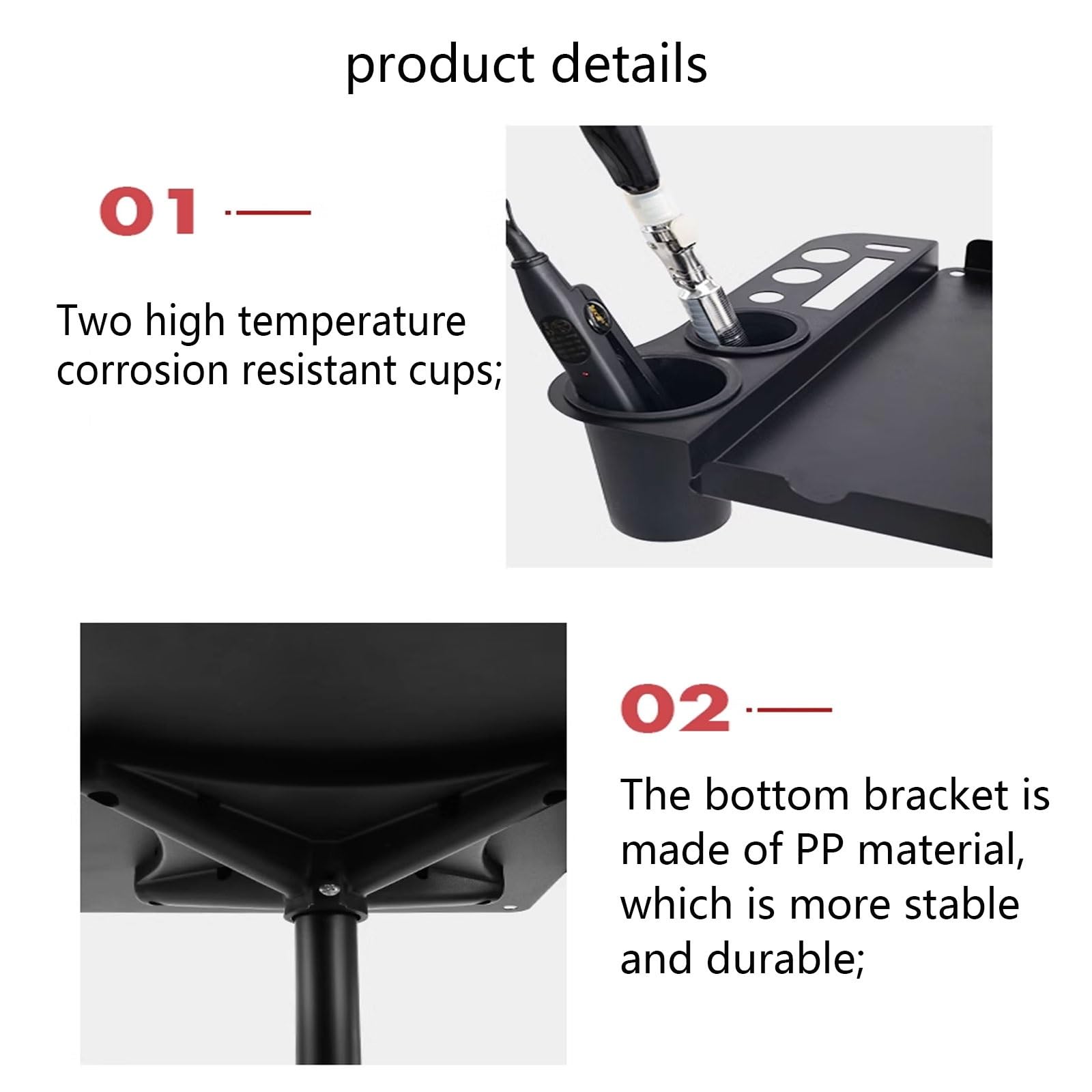 Tablette Coiffure a Roulette Pas Cher Chariot Plateau Salon Support Perruque Salon Coiffure Chariot Levage Mobile avec 2 Bols de Teinture