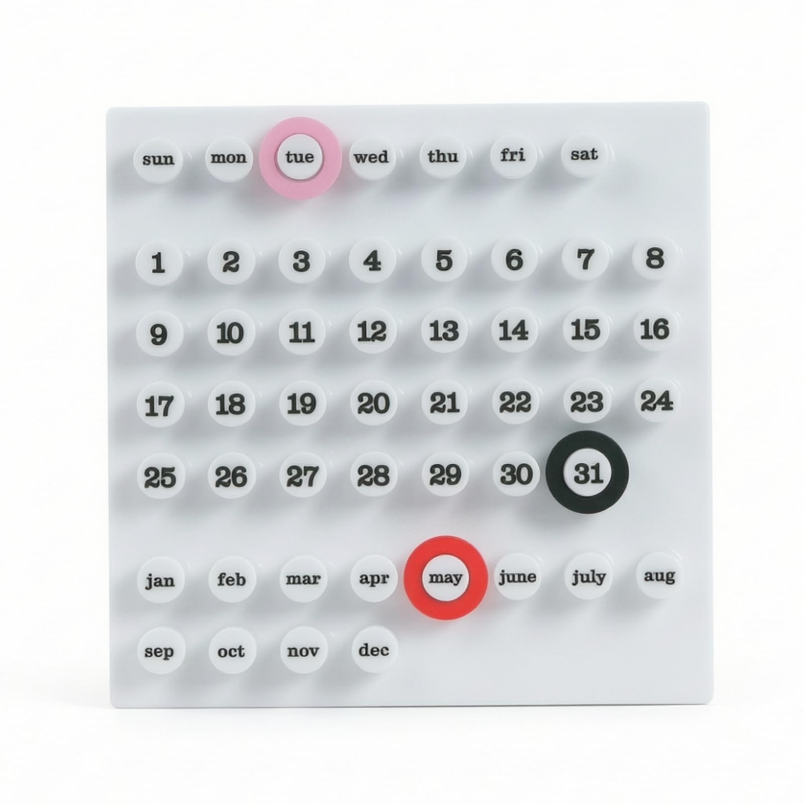 Calendario Permanente da Tavolo Decorativo Calendario Manuale a Gettoni Elegante per Scrivania, Soggiorno, Bianco