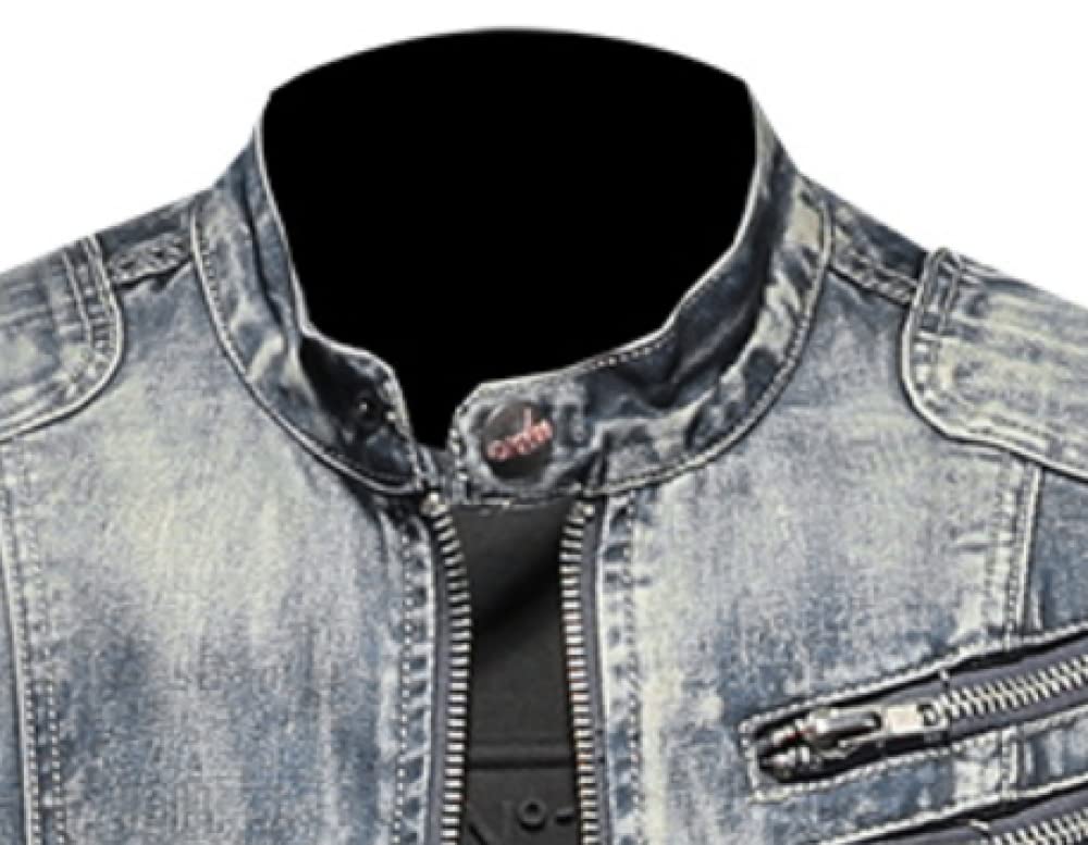 Giubbino Jeans Uomo, Giacca Trucker Giacca Jeans Vintage Grigio Blu Washed Jeansjacke Giacca Moto Stretch Giacca Transitional Cerniera Giacca Casual Slim Fit per Donna Uomo,M