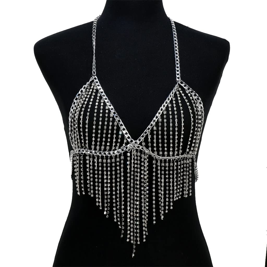 RWRAPS Bikini de joyería con Colgante Europeo y Americano de Oro con Cadena de Cuerpo con Borla de Diamantes (Color : D, Tamaño : Light Grey)