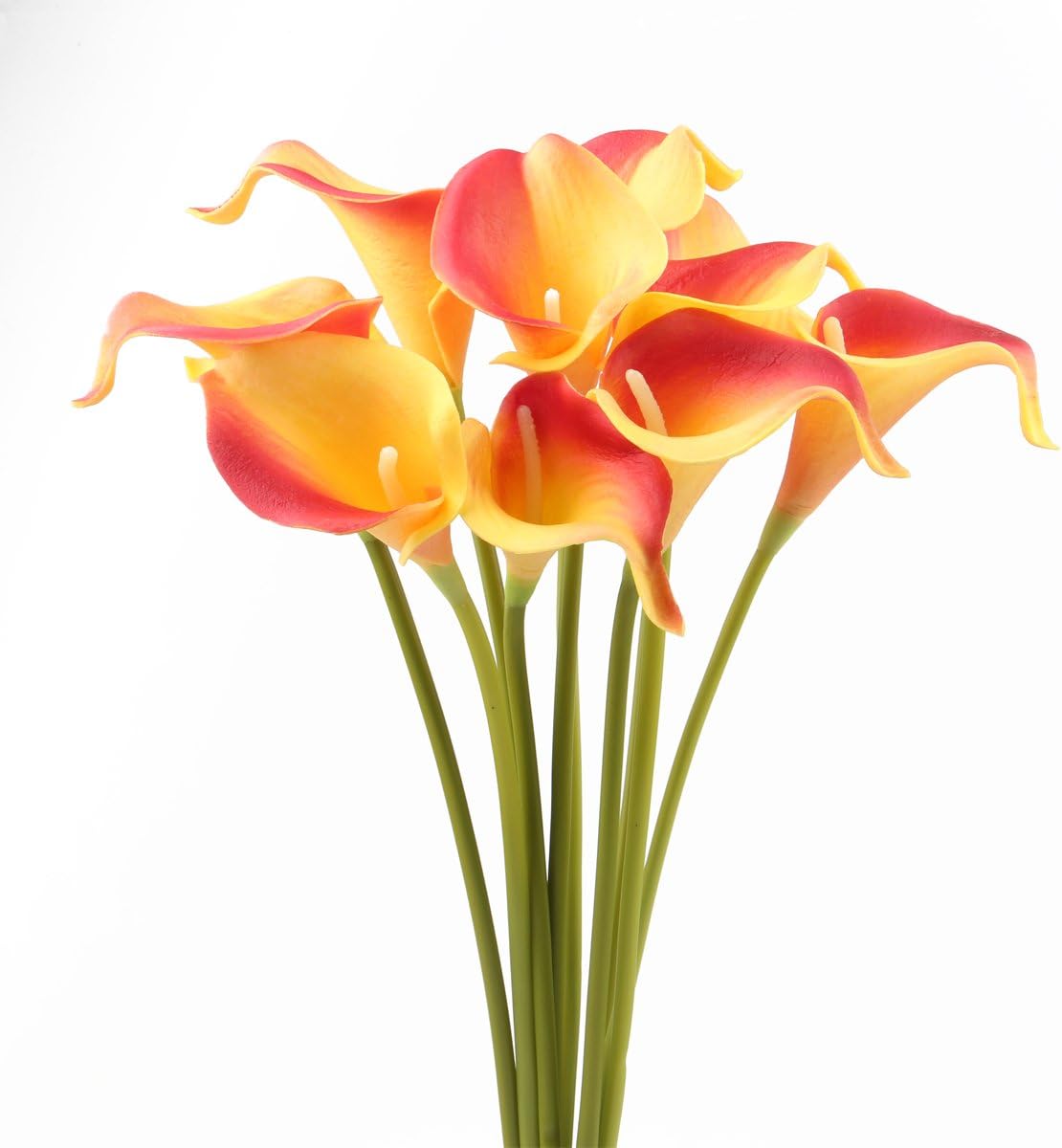 Leagel Calla Lily Bridal Wedding Bouquet Head Lataex Real Touch Flower Bouquets (10, Yellow Red)