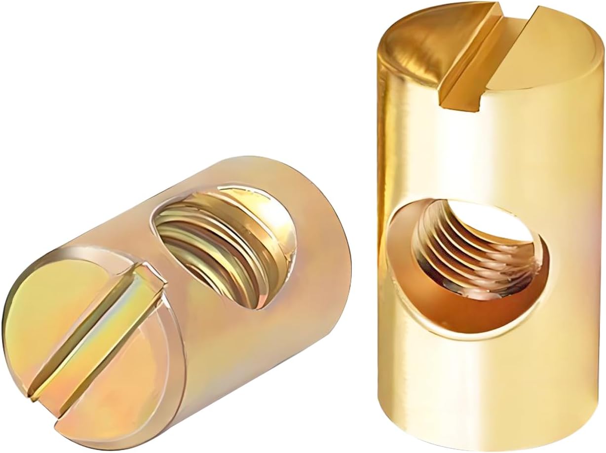 Qrity 20 PCS M6 Barrel Nuts M6x13mm Furniture Barrel Nuts, Cross Dowels Slotted Nuts for Furniture Beds Crib and Chairs