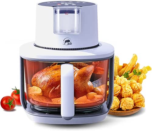 X&E 6-in-1 Glass Air Fryer,4.5QT Large Capacity, Up to 400°F