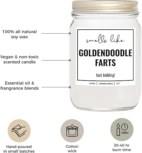 Miniatura 2 de YouNique Designs Vela de soja Smells Like Goldendoodle Farts de 8 onzas, vela de garabatos dorados para los amantes de los garabatos dorados,