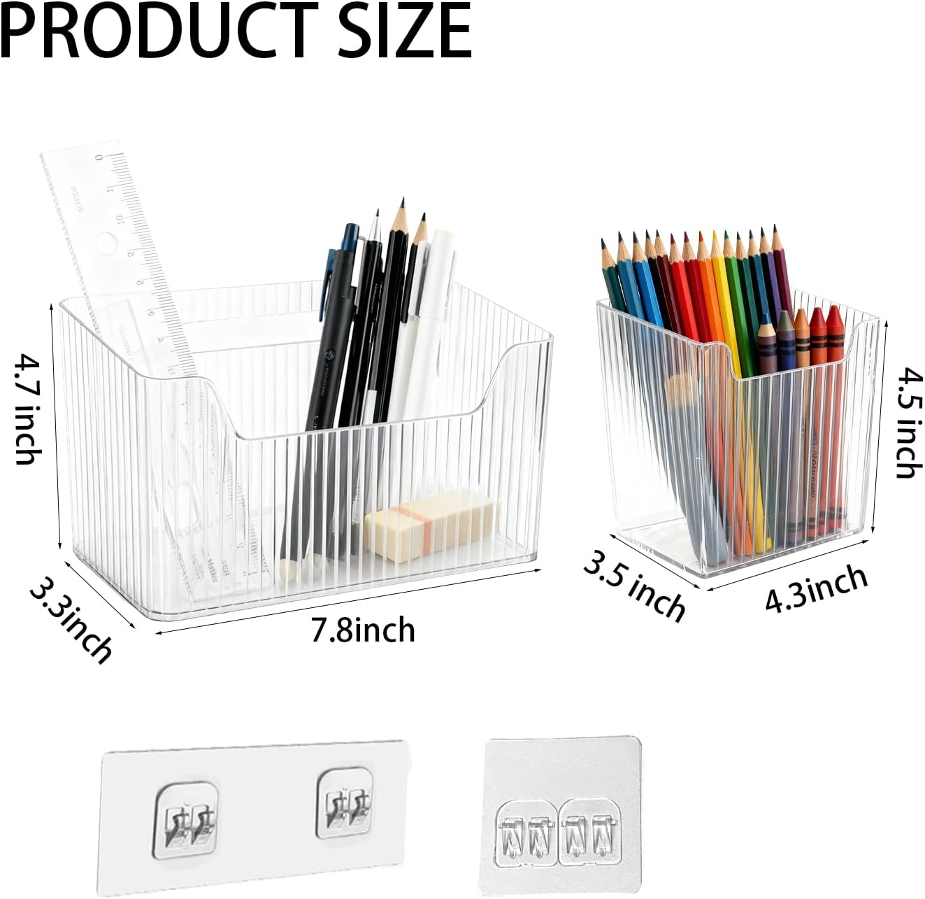 3 Pack Cabinet Door Organizer, Adhesive Mounted Shower Basket, Clear Makeup Storage Wall Hanging Bin for Bathroom, Kitchen, Cabinet, Pantry