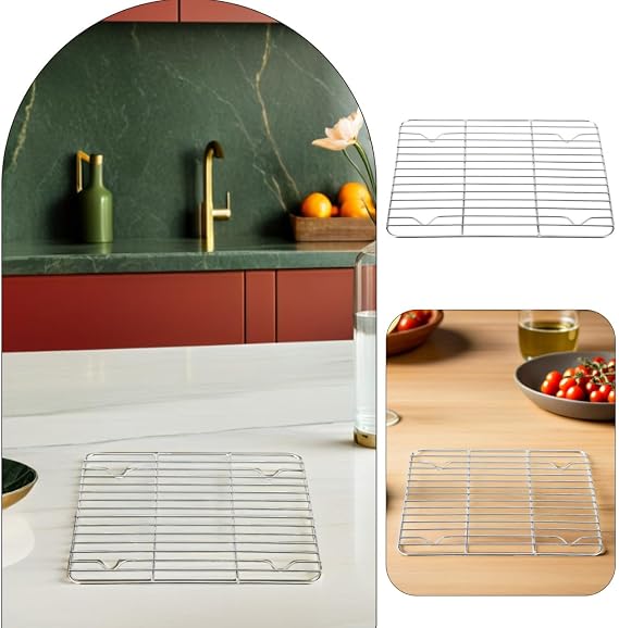 Ciieeo Cooling Racks 9.06X6.69 Inch Stainless Steel Wire Rack Set of 4 for Cooking Baking Air Fryer Oven Steamer Rack Non Stick Roasting for Even Heat Circulation