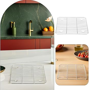 Ciieeo Cooling Racks 9.06X6.69 Inch Stainless Steel Wire Rack Set of 4 for Cooking Baking Air Fryer Oven Steamer Rack Non Stick Roasting for Even Heat Circulation