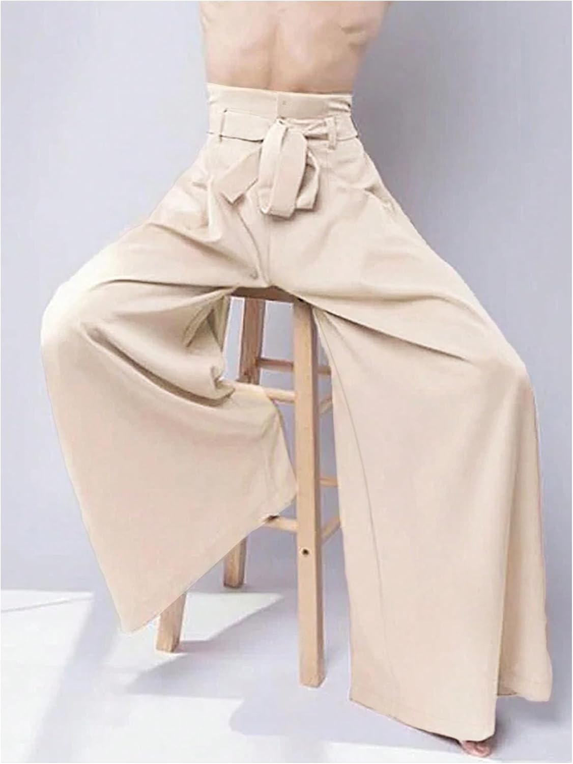 GORGLITTER Men's Casual Wide Leg Pleated Dress Pants Elastic High Waisted Baggy Streetwear Trousers Business Casual - Image 6