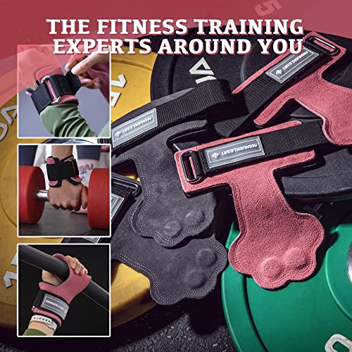 Manueklear Weight Lifting Wrist Wraps, Wrist Straps For Weightlifting With Cushion Leather Wrist Hooks Deadlift Straps Hand Grips Fitness Workout Pads For Men Women Pull-Ups, Powerlifting #TOP5