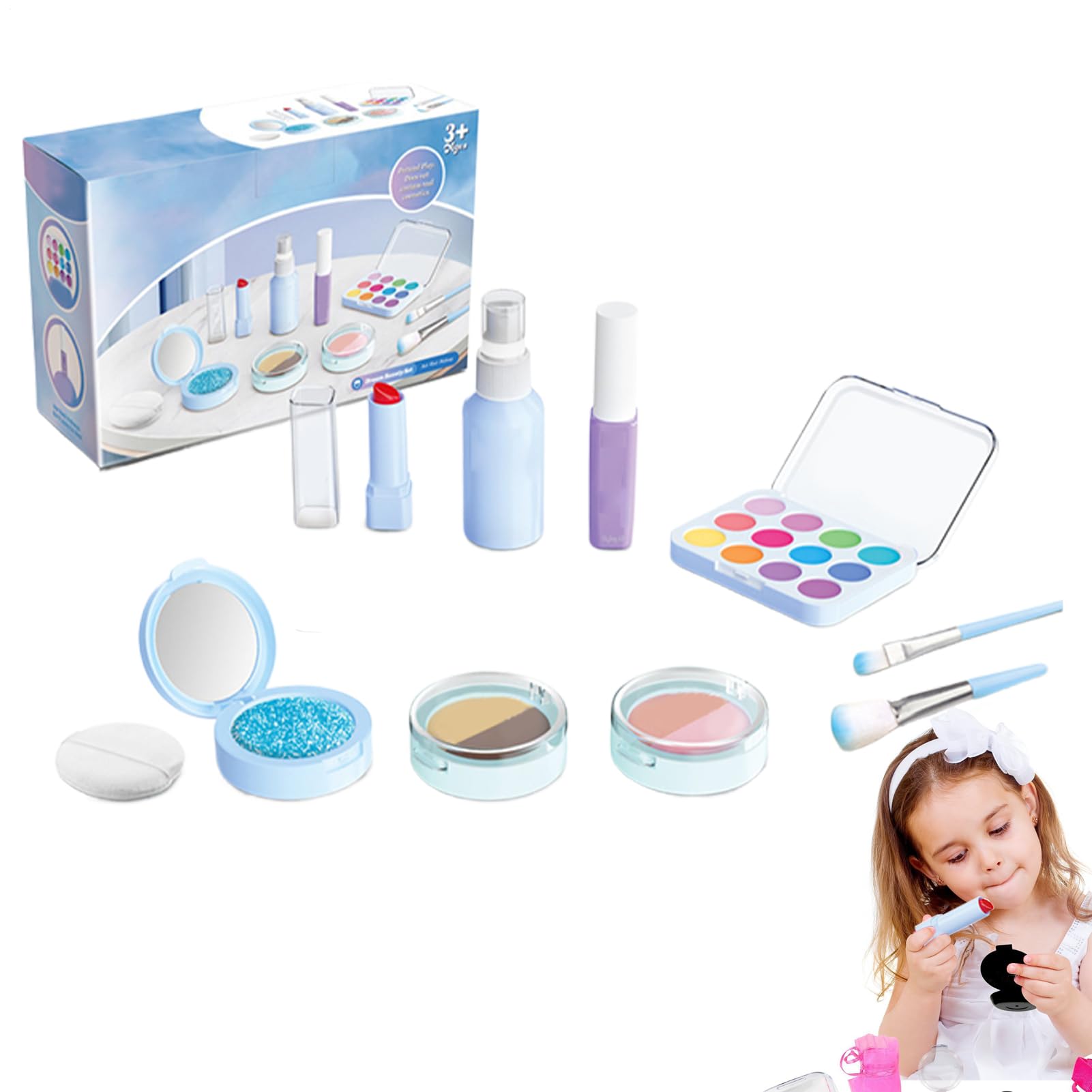 Fake Makeup Toy - Beauty Set Made of ABS Silicone and EVA | Realistic Role Play Cosmetic Set 420 g | An Educational Princess Birthday Gift for Little Girls Promotes