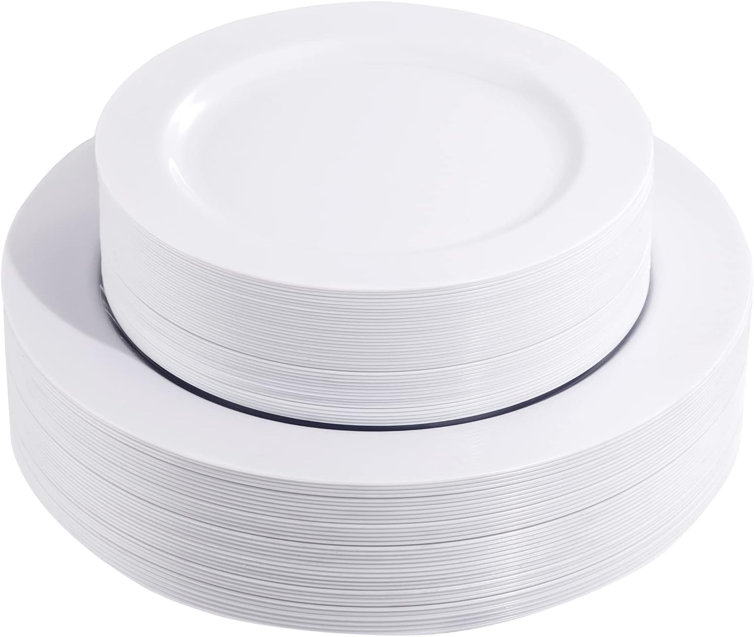 FLOWERCAT 60PCS White Plastic Plates - Heavy Duty White Disposable Plates for Mother's Day/Birthday Party/Wedding -serve for 30 guests Include 30PCS 10.25" & 30PCS 7.5" Plates for Party