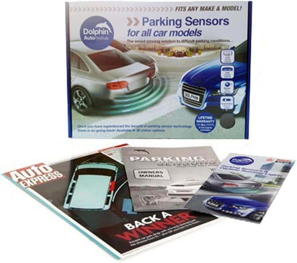 Dolphin Automotive DPS450 Reverse Parking Sensors In 32 Colours 4 Ultrasonic Radar Sensors Kit Audio & Display Alert System - Grey