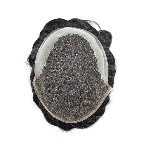 Miniatura 4 de FACE MIRACLE - Peluca de encaje francés para hombre, nudos blanqueados, extensiones de cabello humano con encaje de polietileno, sistemas de