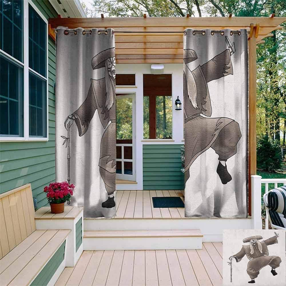 Grommet outdoor Curtains Oriental Style Artist with Make Up and Costume Pose Dance Ancient Artwork Room Darkening Thermal W72x96L Umber White