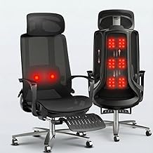 Ergonomic Office Chair with Footrest &amp; Adjustable Massage Lumbar Support &ndash; 5D Headrest, 90-160&deg; Recline Mesh Chair for Home Office/Gaming, Heavy Duty Big and Tall 400LBS Capacity, Black