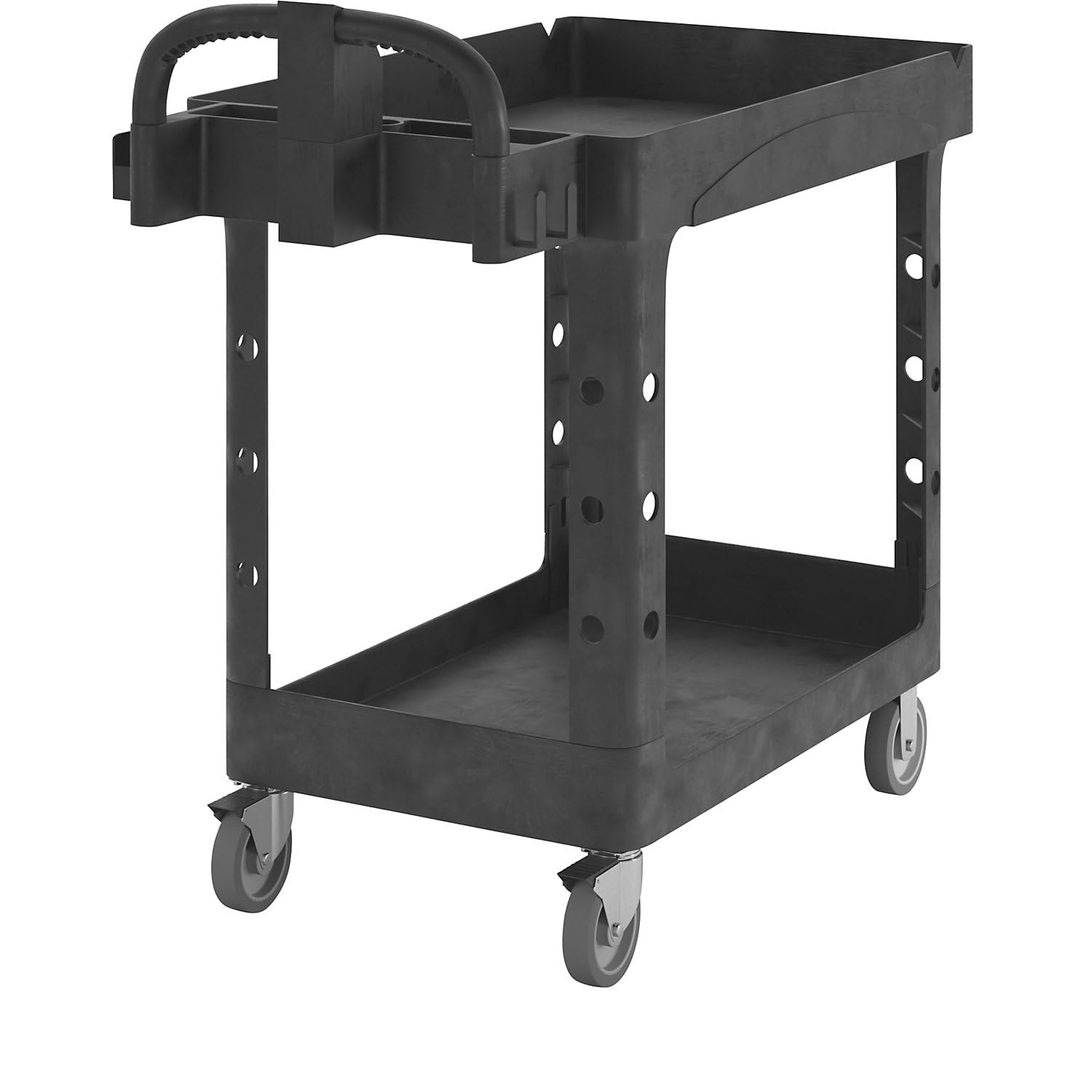 Rubbermaid Commercial Products FG450058 - Carro de trabajo con estantes con bordes S, capacidad de 226 kg, negro