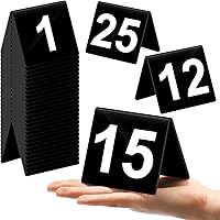 Vista 1 de Sintuff Números de mesa 1-25 números de mesa de acrílico negro, mesa numerada de doble cara, carpas de mesa de plástico, tarjetas de números