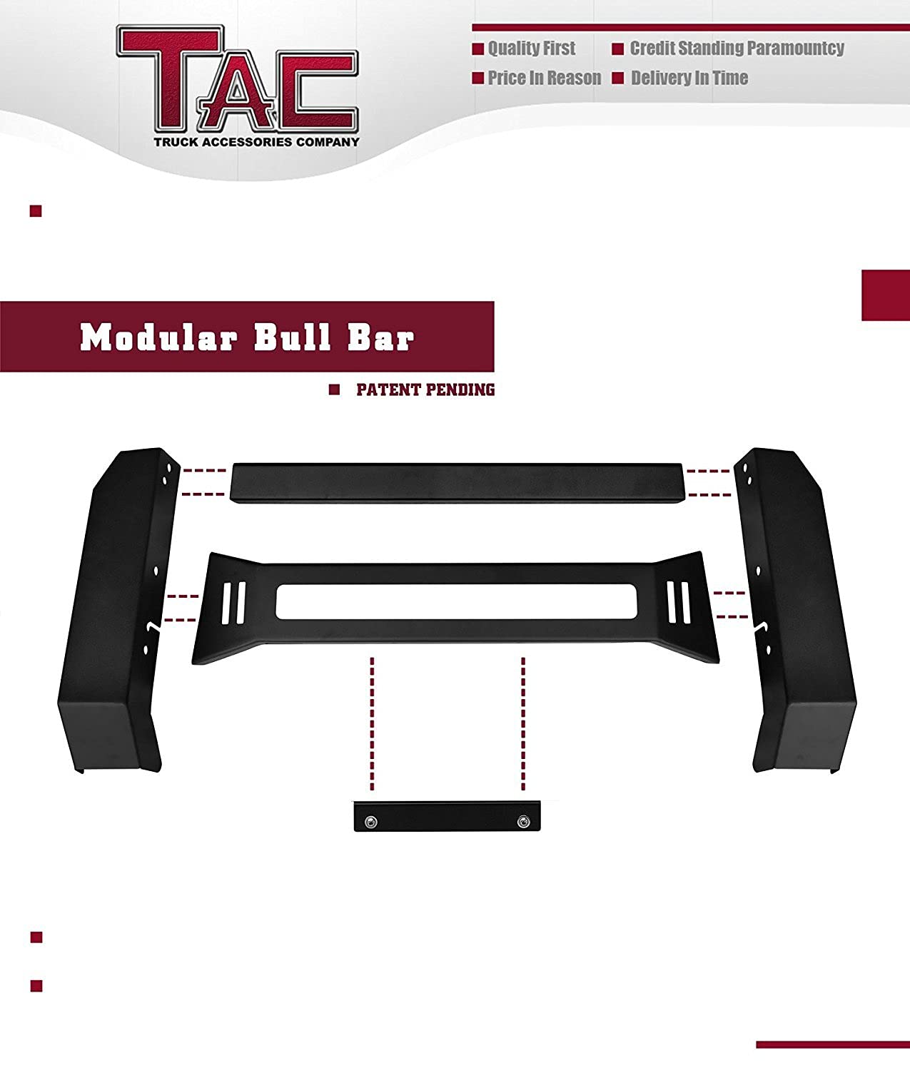 TAC Modular Bull Bar with LED Compatible with 20092018 Dodge RAM 150020192023 RAM 1500