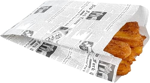 Restaurantware Bag Tek Newsprint Paper French FrySnack Bag - 5" x 3" x 8 34" - Caja de 100 unidades disponible en Yaxa Peru