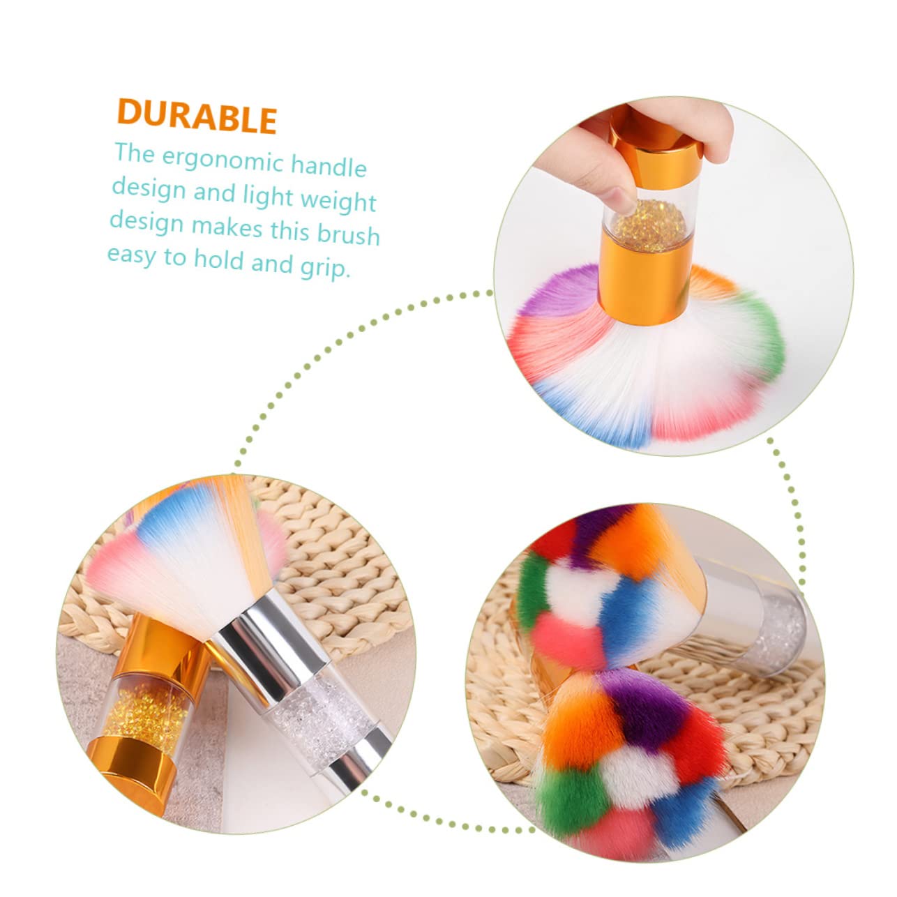 Baluue 6stücke Nagelstaubbürsten Kosmetikpinsel Für Make-up Und Maniküre Weiche Borsten Für Blush Und Nagelreinigung Für Professionelle Und Private Anwendungen Silberne Und Goldene