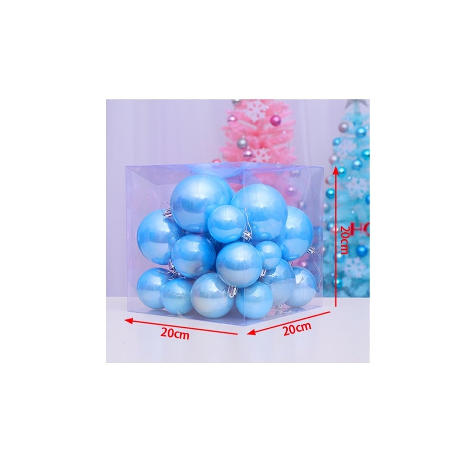 Pendentif de Noël, Pendentif d'arbre de Noël, décoration de fenêtre, décoration de Boule de Noël, Pendentif de décoration de Noël, Boule de Perle, 37 Ensembles (Couleur : Rose) (Rouge)