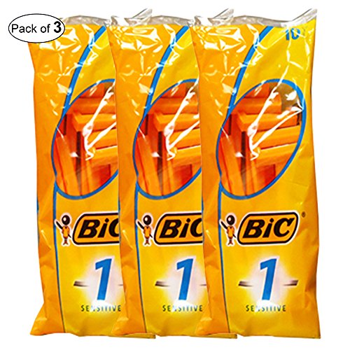 BIC Sensitive Razor 10 In 1 Pack (Pack of 3)