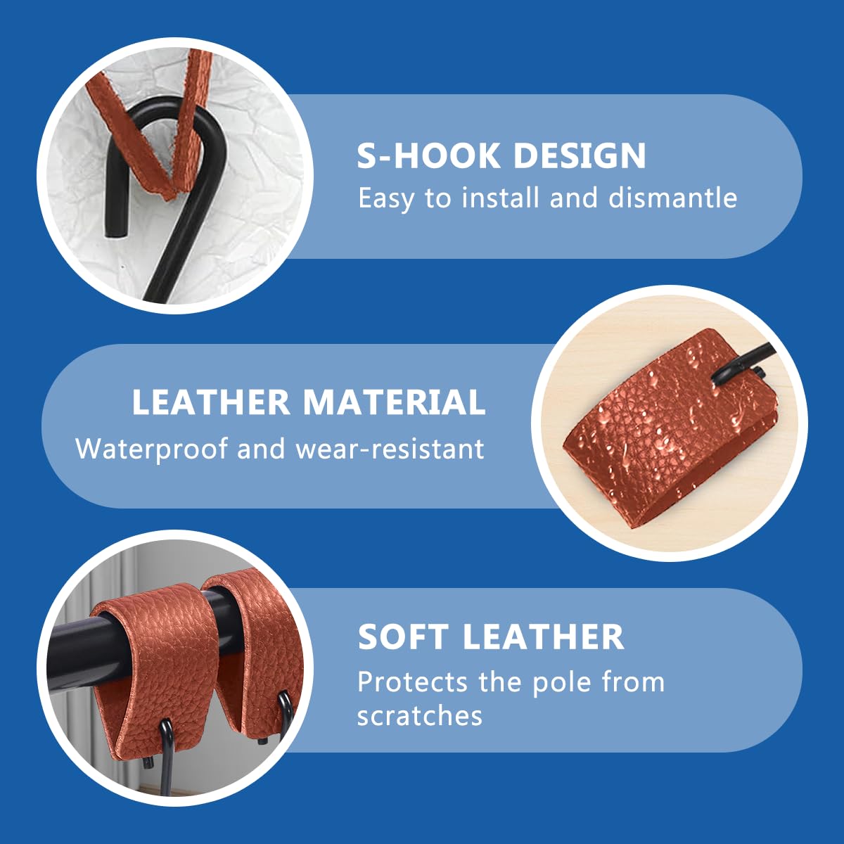 Drenky Crochets En S En Cuir, 8 Pièces Crochets En Métal