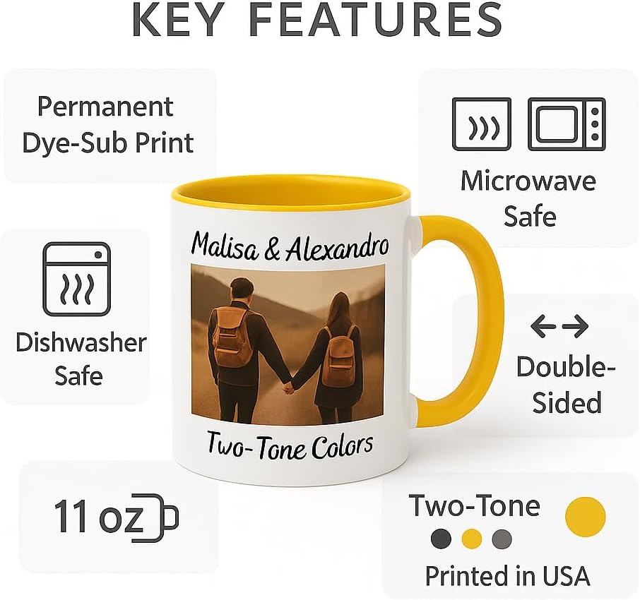 Custom Mug - Personalized Coffee Mug with Photo Text Logo | Taza Personalizada 11oz Both Sides Print | Custom Gifts for Men Women | Customized Picture Cup Dishwasher Safe - Image 8