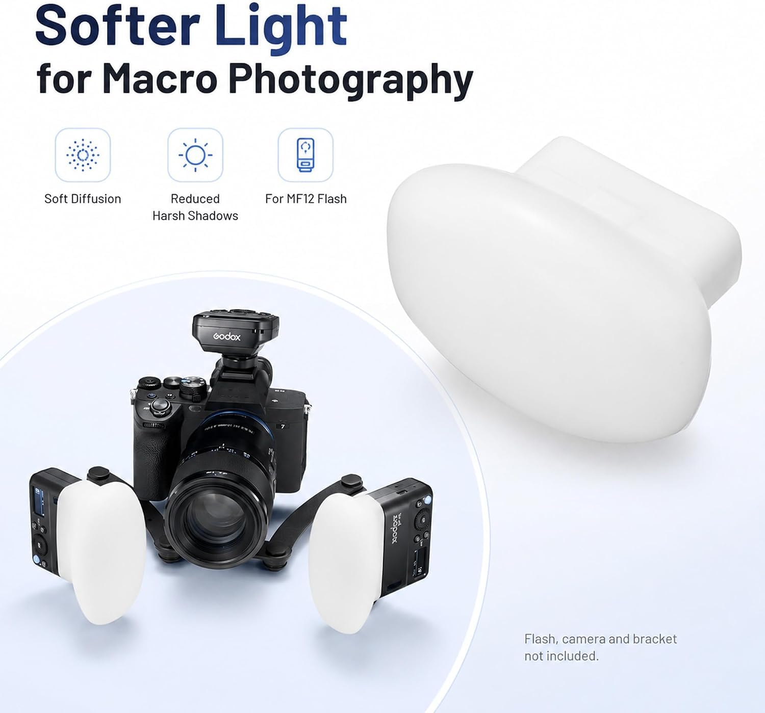 Godox MF-DD Diffuseur pour Flash Macro Dentaire MF12 et MF-T76, Lot de 2