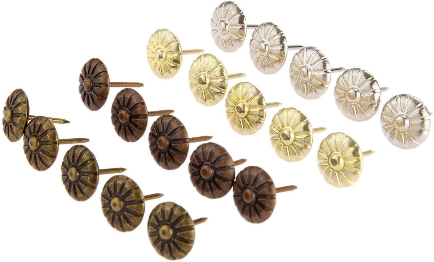 Punaises de Rembourrage, 20 pièces Antique Fleur Tapisserie d'ameublement Clou boîte à Bijoux canapé Meubles décoratifs Clous punaises Goujon Punaise Clou de Porte(Red Copper)