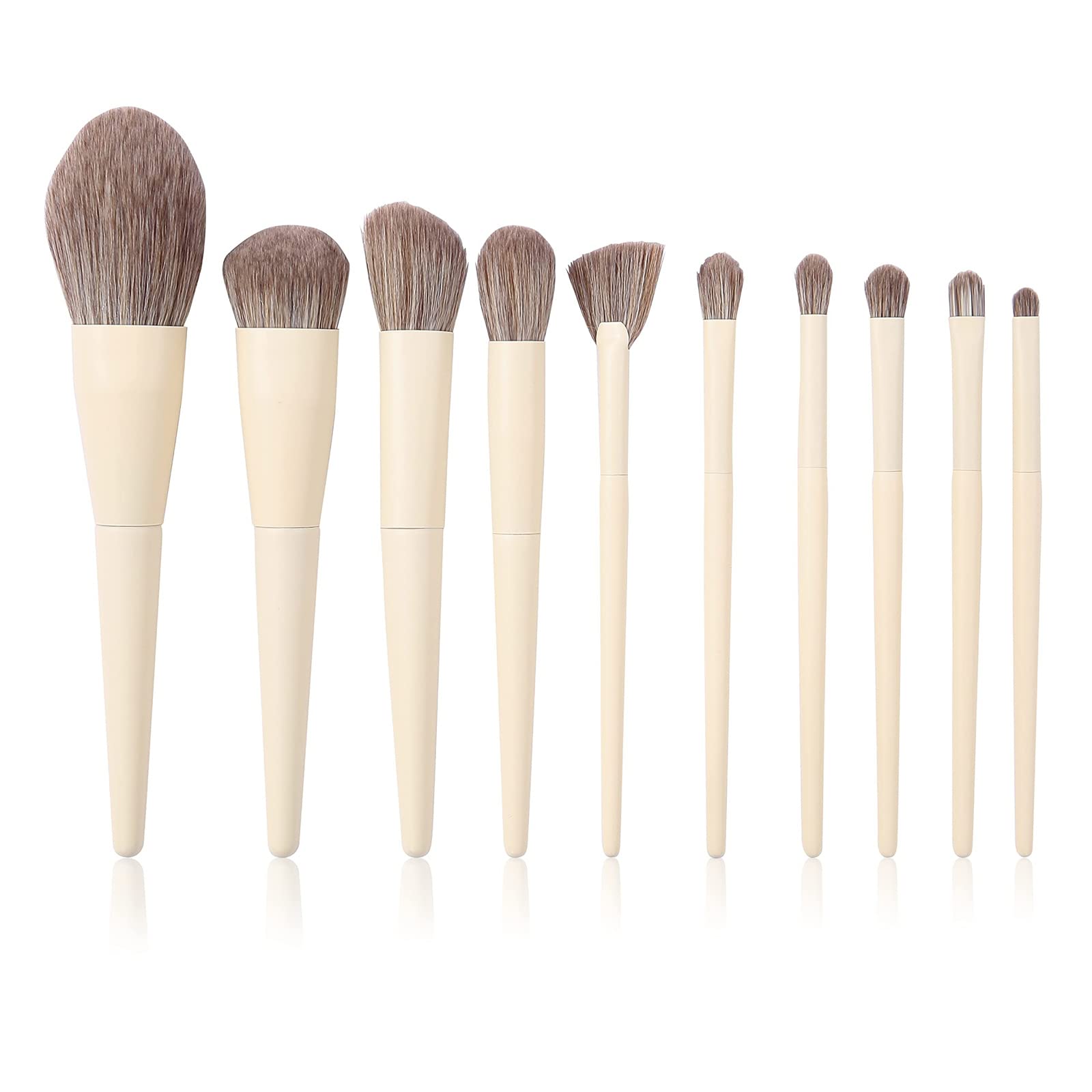 Arabest Makeup Brushes Set, 10 Pcs Professional Premium Synthetic Cosmetics Brushes, Portable Soft Make Up Foundation Eye Shadow Face Eyes Lips Cosmetics Tools for Women and Girls (Creamy White)