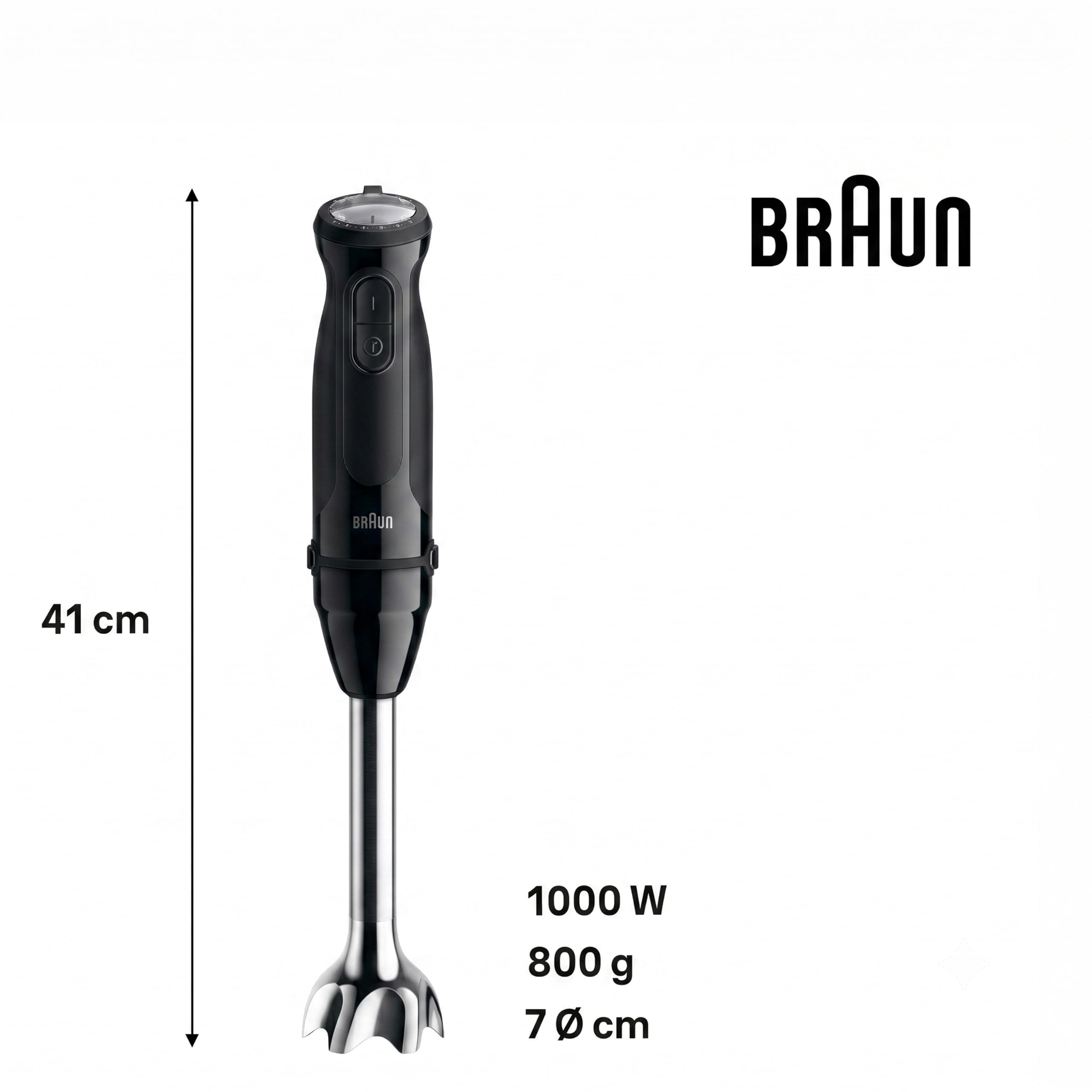 Braun MultiQuick 5 - Minipimer con 21 Velocidades Variables, 1000W, Negro | Batidora de Mano Brazo Acero Inoxidable, Sistema EasyClick Plus, Varillas, Picadora 350ml, Vaso Medidor de 600 Ml, MQ50246BK
