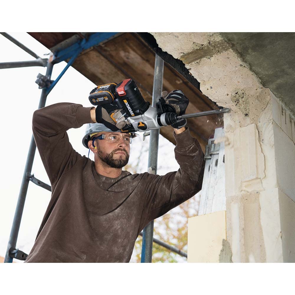 WORX NITRO WX380.9 Akku-Bohrhammer 20V - zum Bohren, Hammerbohren & Meißeln - bürstenloser Motor - stufenlose Drehzahleinstellung - verschiedene Stoff kompatibel - ohne Akku & Schnellladgerät