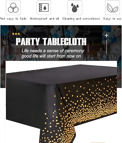 Miniatura 11 de Yancorp 2 Pack Plastic Tablecloth Disposable Navy Blue Gold Tablecloth for Rectangle Tables 54" x 108" Party Decorations Birthday Thanksgiving