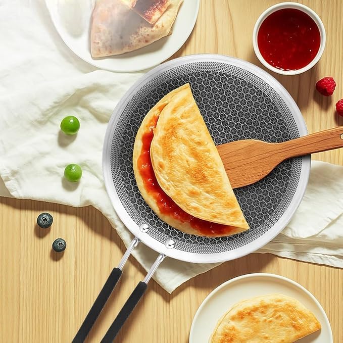 Image of Stainless Steel Non Stick Triply Roti Chapati Paratha Tawa with Honeycomb Technology | Scratch Resistant, Metal Spoon Friendly, Induction and Gas Stove Compatible (26 cm 2.5 mm Thick)