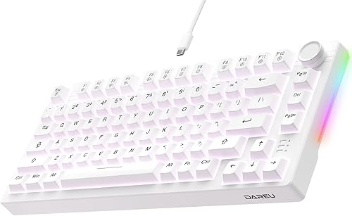DAREU EK75 - Teclado mecánico con cable, teclado del 75% con perilla de volumen, teclados mecánicos para juegos de montaje en junta, 81 teclas