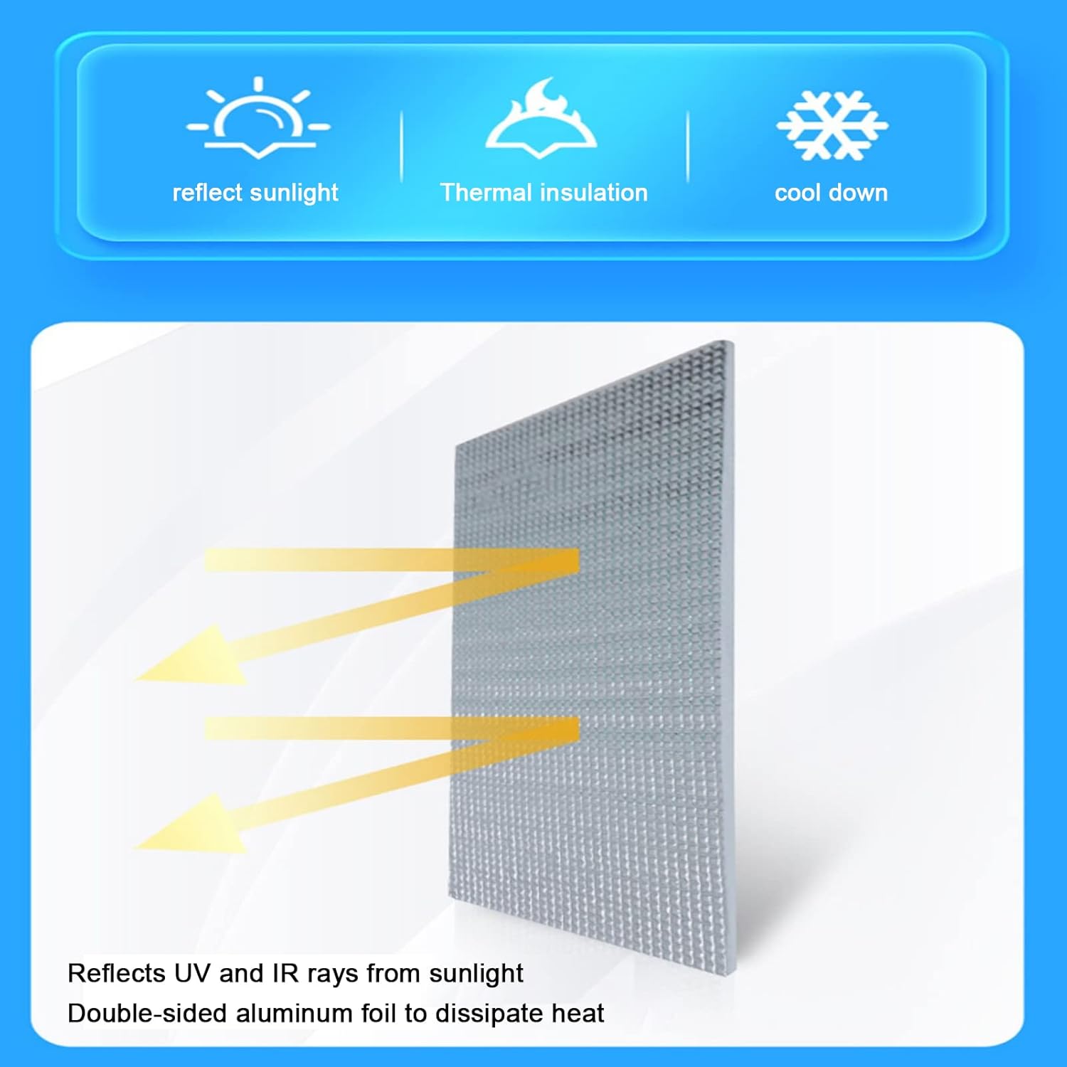 Sun Room Heat Reflective Window Film,8mm Aluminum Foil Insulation Foil,Thermal Insulation Shield(65x80cm/26''x31'')
