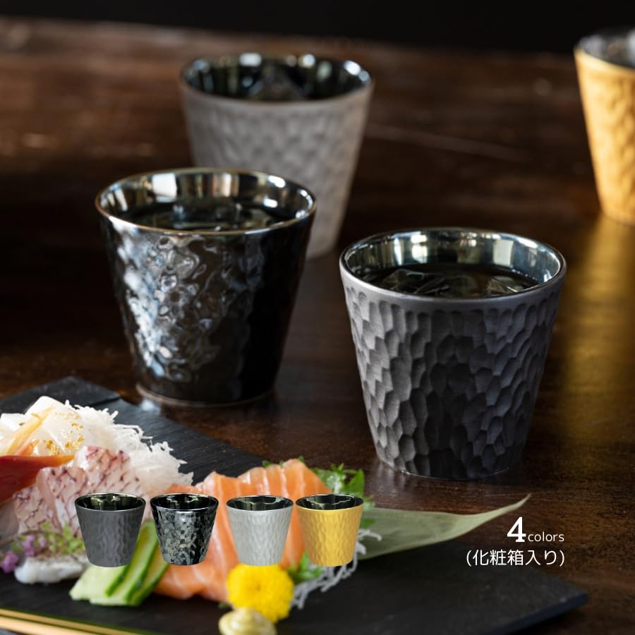 ??????(Yamakatsuminotouen) Yamakatsu Mino Toen REI-2052BT Rock Cup, 4 Colors, 10.1 fl oz (300 ml), Japanese Pattern, Ceramic, Dishwasher Safe, Microwave Safe, Beautiful Gift, Black Raster