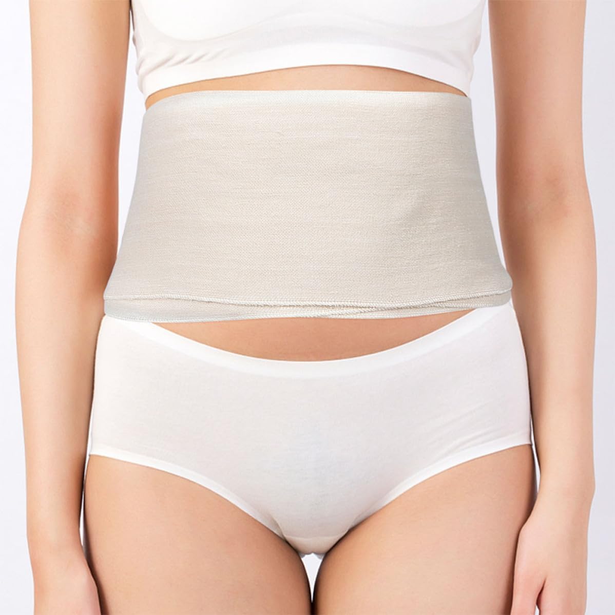 ORFOFE 2pcs Cotton Postpartum Belly Band Wraps for Women, Multifunctional Compression Design Waist Trainer and Body for Postpartum and Workout Beige