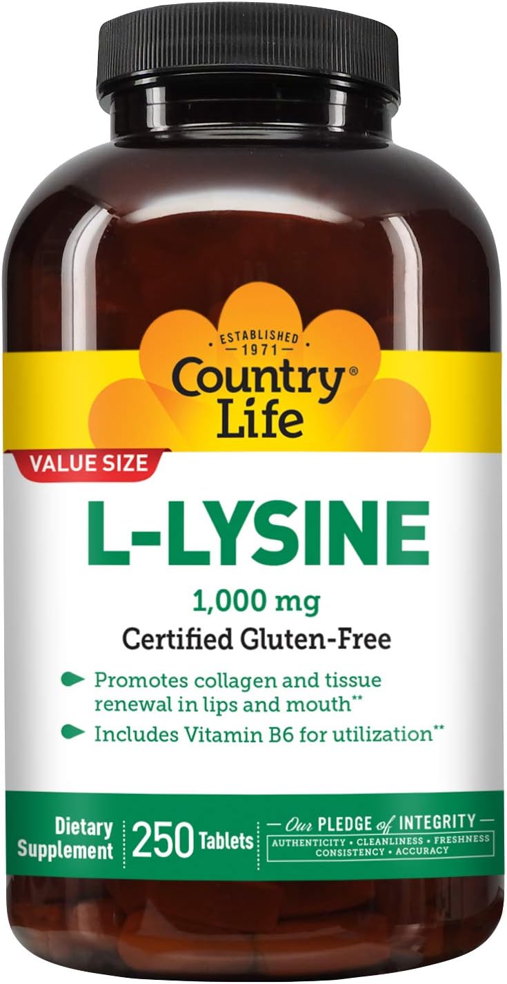 Country Life L-lysine 1000 Mg with b-6, 250-Count : Health & Household
